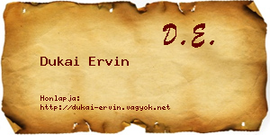 Dukai Ervin névjegykártya